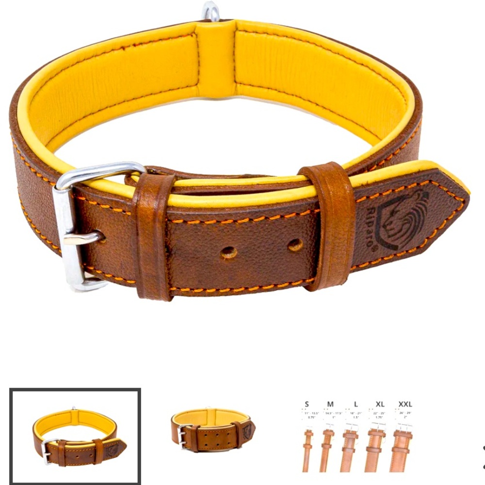 Riparo Genuine Leather Dog Collar, never worn, 24.5”